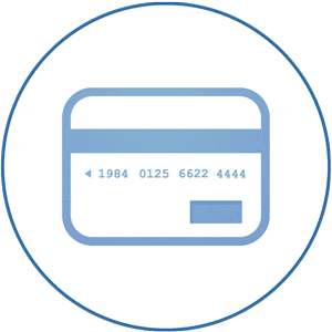 credit-card logo in blue with white background